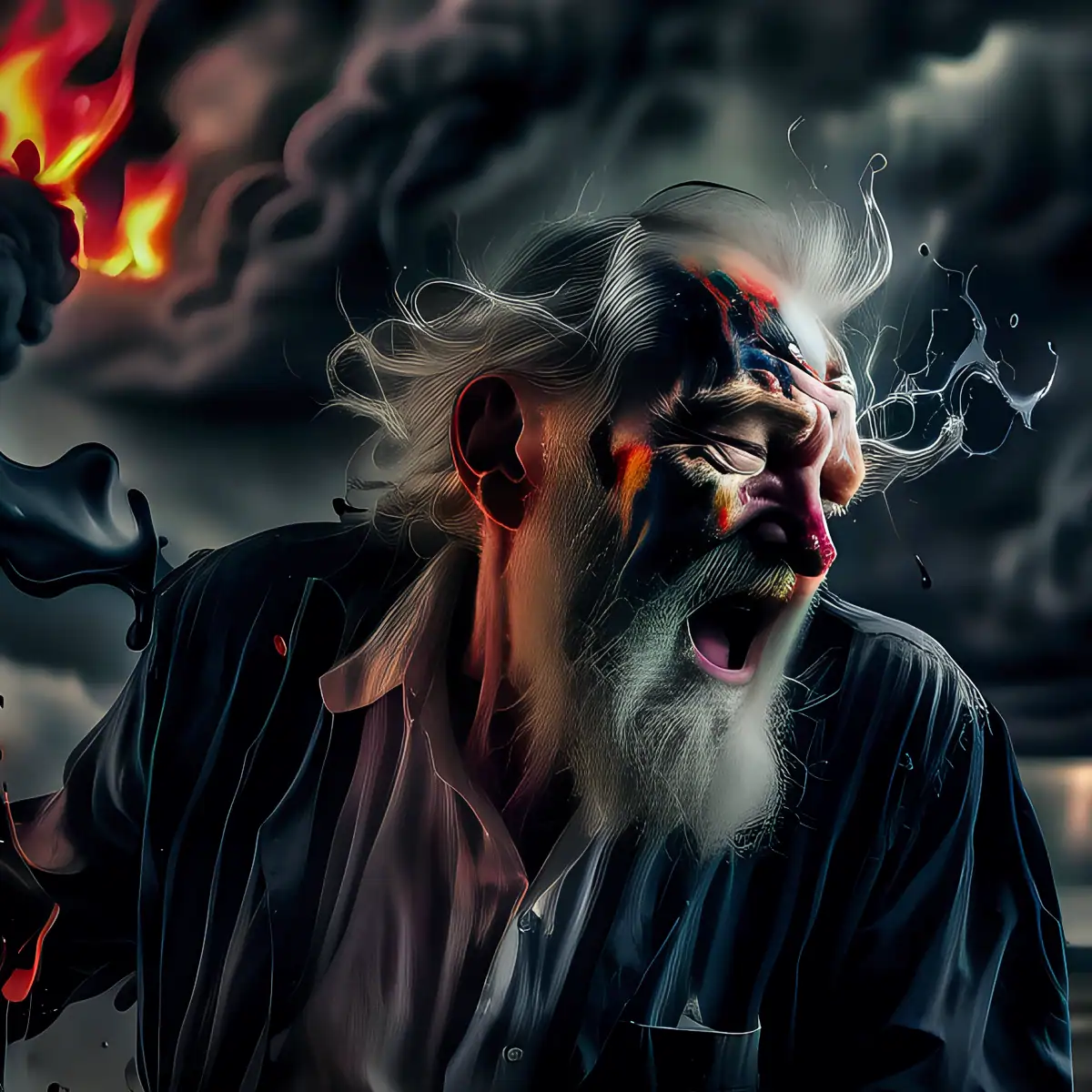 a man screaming in terror